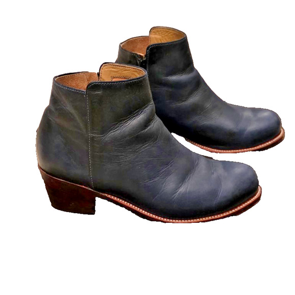 Adelante Granada Ankle Boots Women's Denim Blue Leather Side Zip Sz 9, Width C - Picture 4 of 16